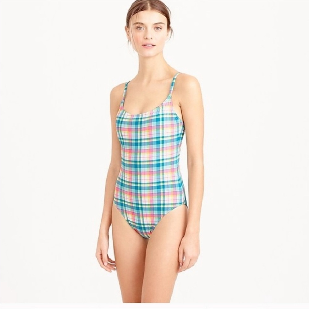 NWOT J Crew 4 F3357 plaid seamless one piece swimsuit